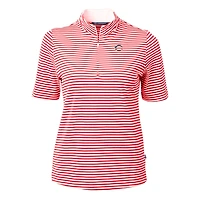 Pull-over zippé quart de tour en piqué écologique recyclé à rayures des Cincinnati Reds Cutter & Buck pour femme