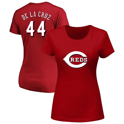 Women's Fanatics Elly De La Cruz Red Cincinnati Reds Plus Name & Number T-Shirt