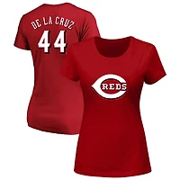 Women's Fanatics Elly De La Cruz Red Cincinnati Reds Plus Name & Number T-Shirt