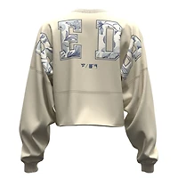 Women's Fanatics  Light Beige Cincinnati Reds Spirit Floral Script Cropped Long-Sleeve T-Shirt