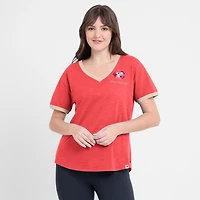 T-shirt à col en V rouge fanatiques pour femmes des Reds de Cincinnati Binge Worthy Stadium Slub