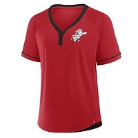 T-shirt col en V raglan Diva League de la collection Cooperstown des Reds Cincinnati Fanatics pour femmes