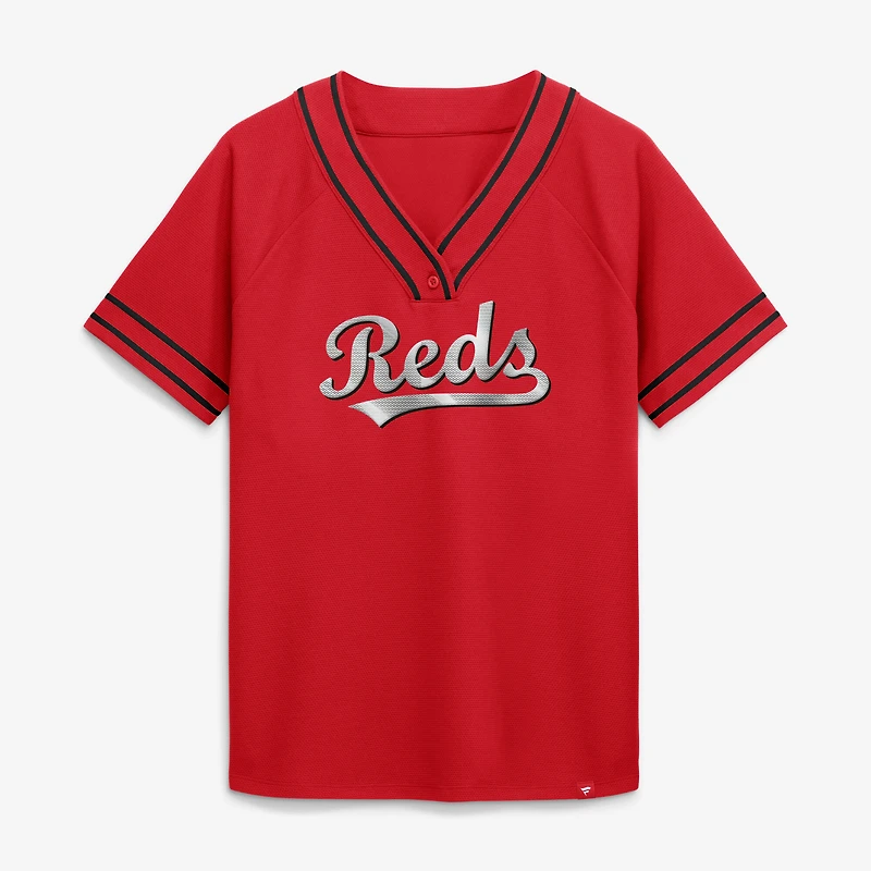 Women's Fanatics Red Cincinnati Reds Diva Race Ahead Raglan V-Neck T-Shirt