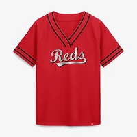 Women's Fanatics Red Cincinnati Reds Diva Race Ahead Raglan V-Neck T-Shirt