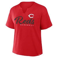 T-shirt boxy rouge fanatique pour femme des Cincinnati Reds, favori fans du stade