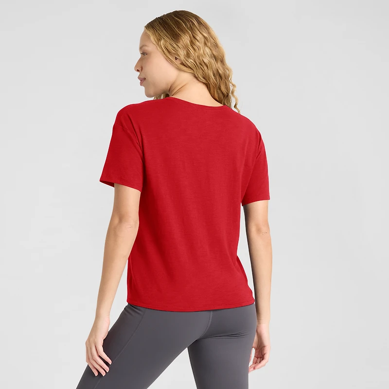 T-shirt boxy rouge fanatique pour femme des Cincinnati Reds, favori fans du stade