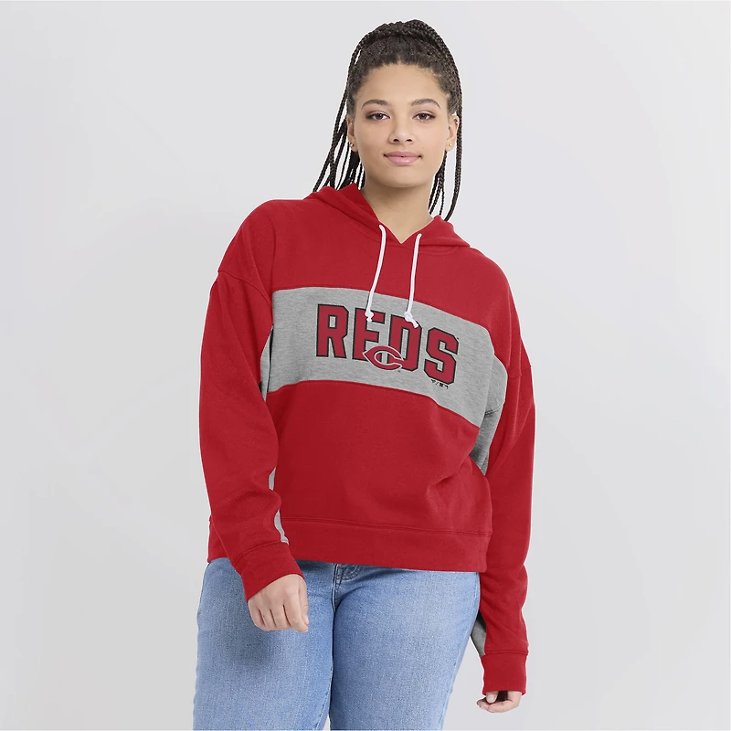 Women's Fanatics Red Cincinnati Reds Filled Stat Sheet Pullover Hoodie