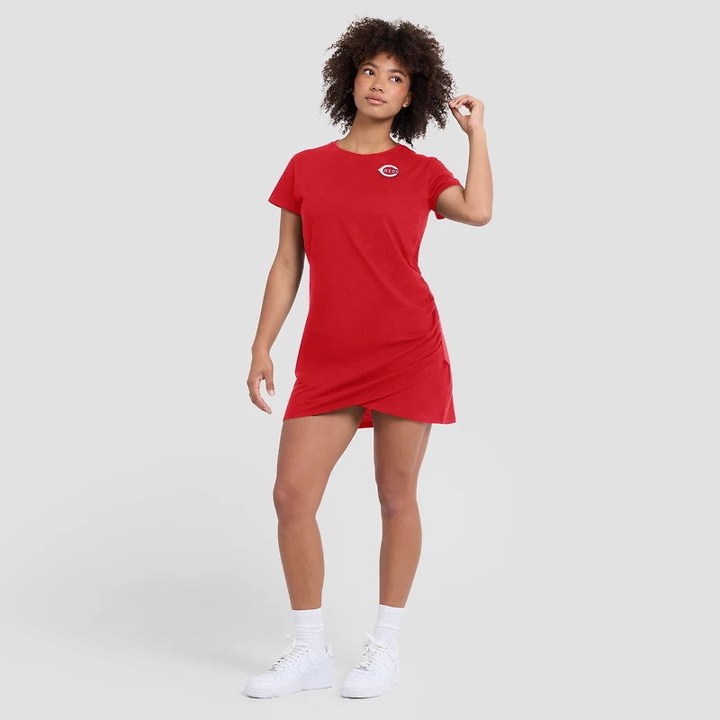 Robe t-shirt drapée froncée rouge Fanatics pour femme des Cincinnati Reds