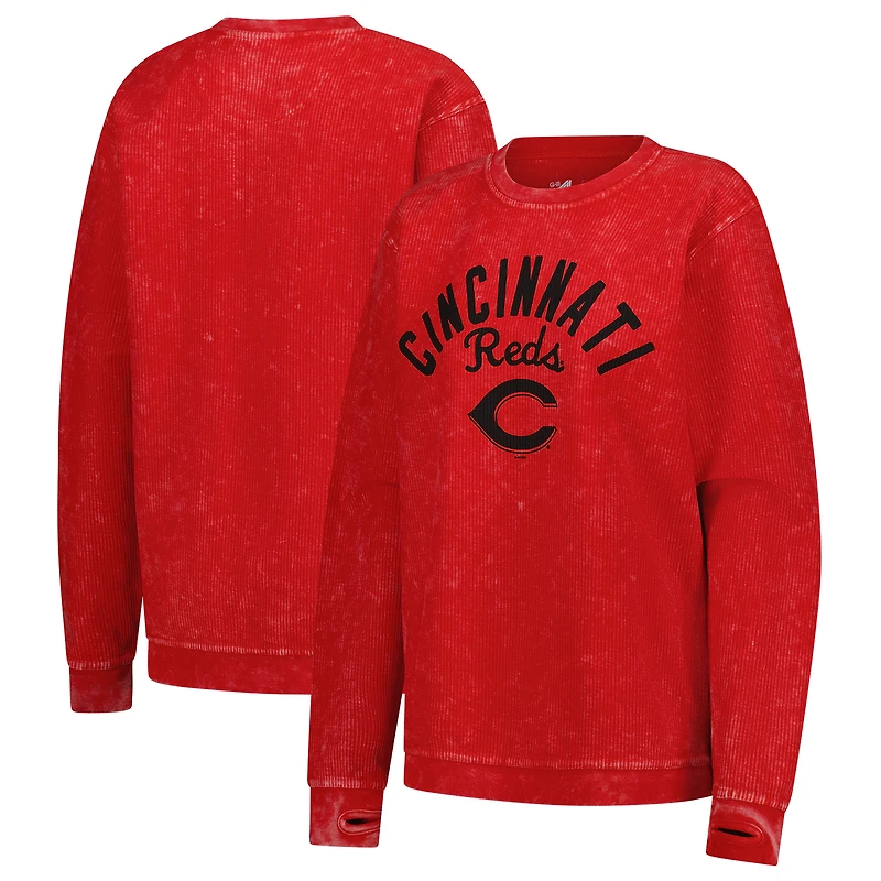 Sweat-shirt confortable en velours côtelé G-III 4Her de Carl Banks pour femme, rouge, des Cincinnati Reds