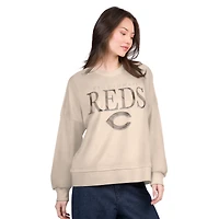 Sweat-shirt surdimensionné G-III 4Her par Carl Banks Sand pour femme des Cincinnati Reds Vet II
