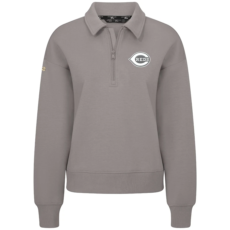 Women's Levelwear Gray Cincinnati Reds Canmore Quarter-Zip Pullover