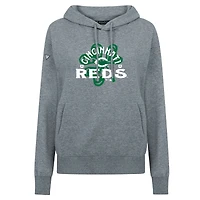 Sweat à capuche gris pour femme Cincinnati Reds St. Patrick's Day Adorn Shamrock