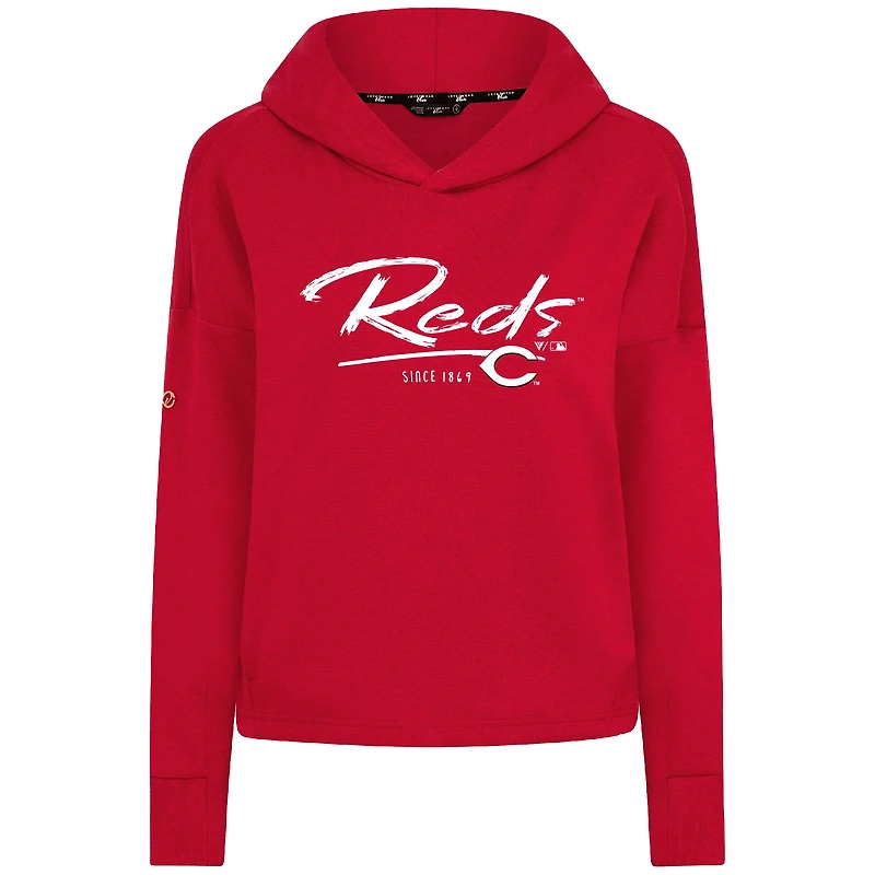 Women's Levelwear Red Cincinnati Reds Accolade Sweet Express Cropped Tri-Blend Pullover Hoodie