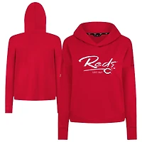 Sweat à capuche court trois bandes rouge Cincinnati Reds Accolade Sweet Express pour femme Levelwear