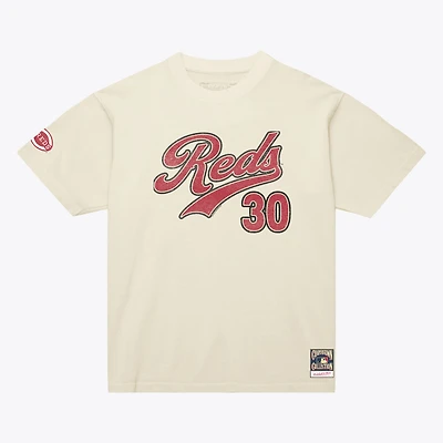 Women's Mitchell & Ness Ken Griffey Jr. Cream Cincinnati Reds Cooperstown Name Number Throwback T-Shirt