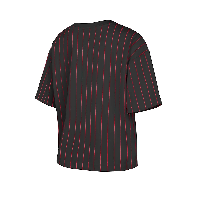 T-shirt court à rayures noires Cincinnati Reds Cooperstown Collection Multiplier pour femme de New Era