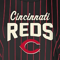 T-shirt court à rayures noires Cincinnati Reds Cooperstown Collection Multiplier pour femme de New Era