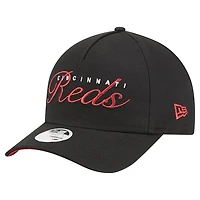 Casquette ajustable New Era noire métallisée 9FORTY des Cincinnati Reds pour femme