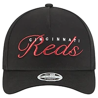 Casquette ajustable New Era noire métallisée 9FORTY des Cincinnati Reds pour femme