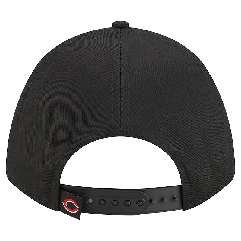 Casquette ajustable New Era noire métallisée 9FORTY des Cincinnati Reds pour femme