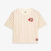 T-shirt New Era crème pour femme, style rétro, à l'effigie des Reds de Cincinnati
