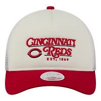 Casquette trucker ajustable New Era pour femme, beige clair/rouge, Cincinnati Reds, modèle rétro 9FORTY M-Crown A-Frame