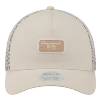 Women's New Era Light Beige Cincinnati Reds Tonal Patch 9FORTY M-Crown A-Frame Trucker Adjustable Hat