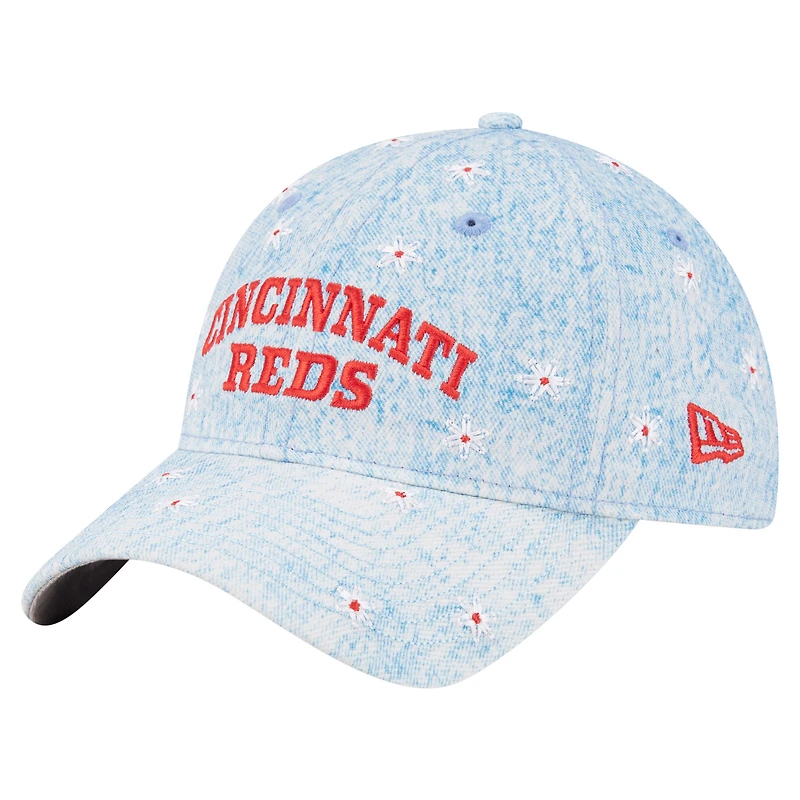 Women's New Era Light Blue Cincinnati Reds Daisy All Over 9TWENTY Adjustable Hat