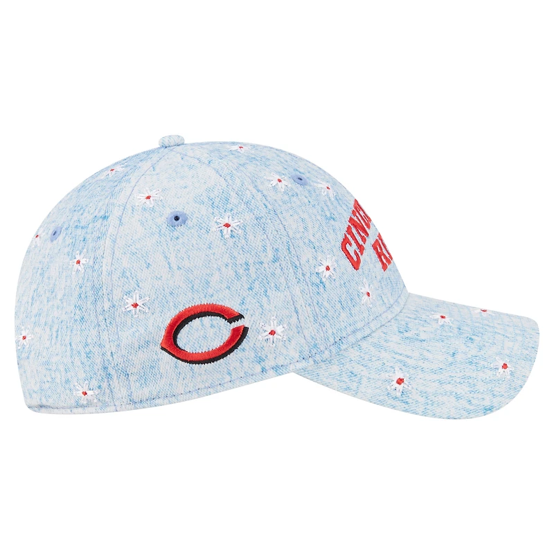 Women's New Era Light Blue Cincinnati Reds Daisy All Over 9TWENTY Adjustable Hat