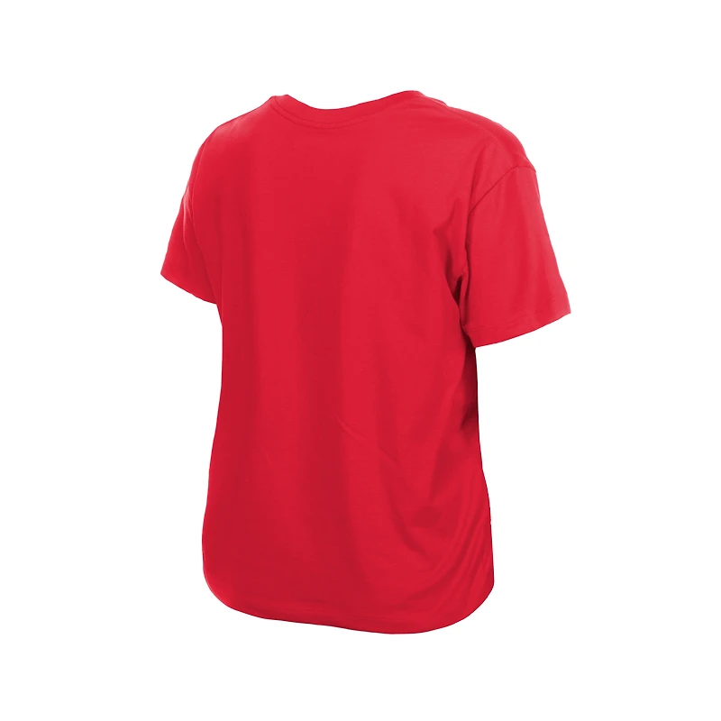 T-shirt à col en V rouge New Era pour femmes, des Reds de Cincinnati