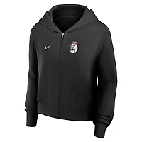 Women's Nike Black Cincinnati Reds Cropped Chill Full-Zip Hoodie