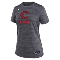 T-shirt Nike anthracite Cincinnati Reds Authentic Collection City Connect Velocity Dri-FIT pour femme