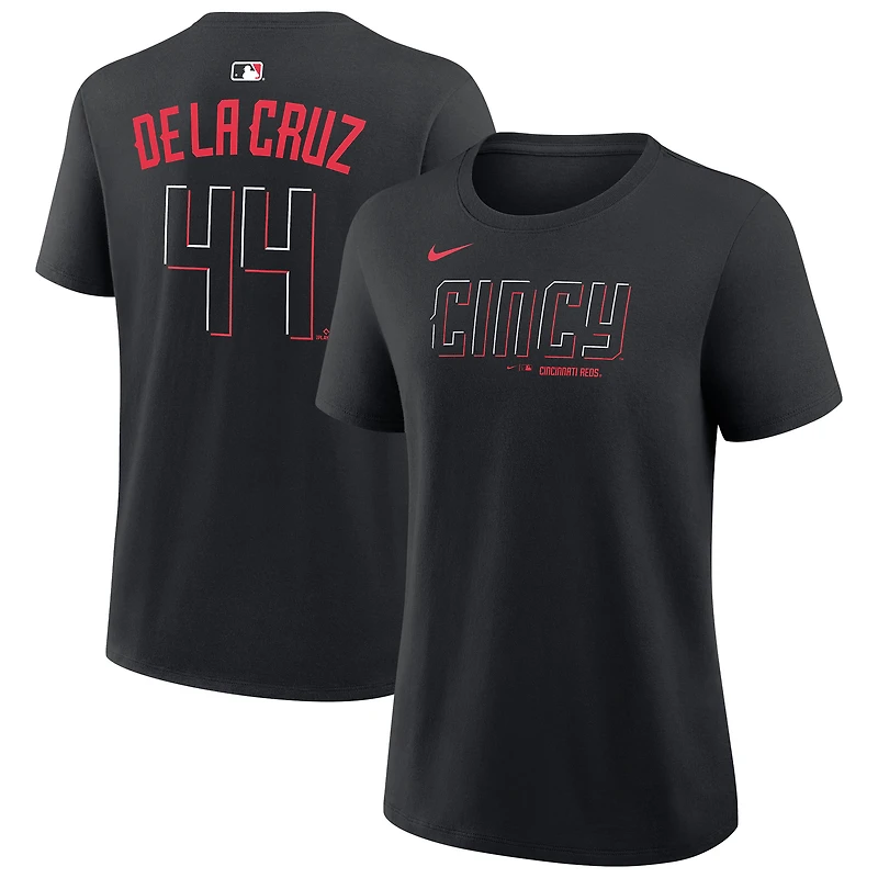 Women's Nike Elly De La Cruz Black Cincinnati Reds Name & Number T-Shirt