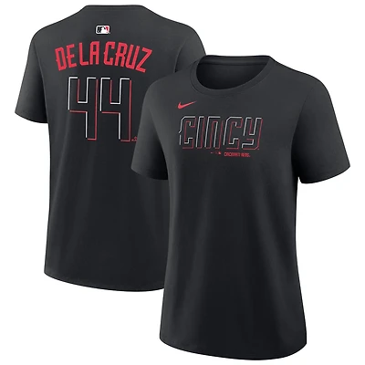 Women's Nike Elly De La Cruz Black Cincinnati Reds Name & Number T-Shirt