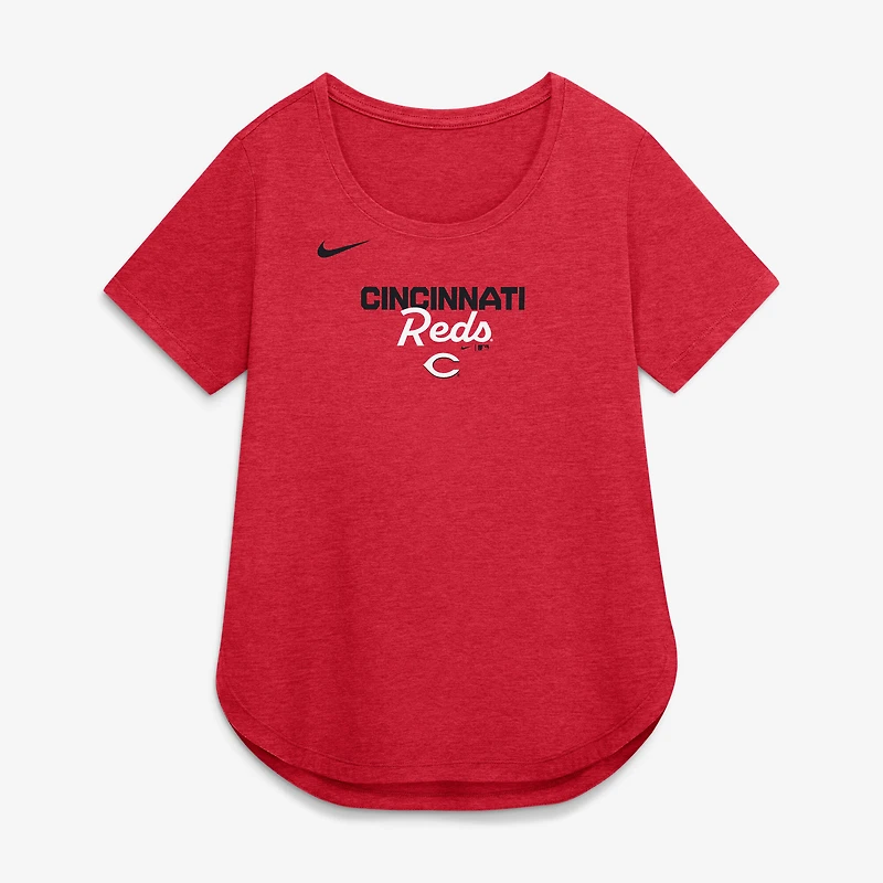 Women's Nike Heather Red Cincinnati Reds Arched Tri-Blend T-Shirt