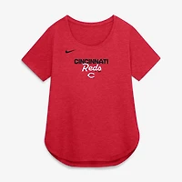 Women's Nike Heather Red Cincinnati Reds Arched Tri-Blend T-Shirt