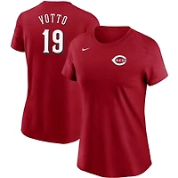T-shirt Nike Joey Votto rouge pour femme, avec nom et numéro des Reds de Cincinnati