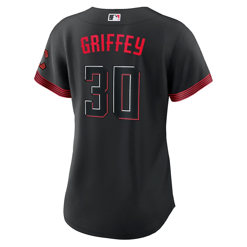 Maillot de joueur réplique Nike Ken Griffey Jr. des Cincinnati Reds City Connect pour femme, noir