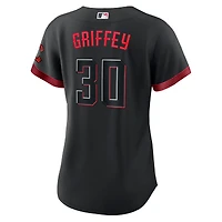 Maillot de joueur réplique Nike Ken Griffey Jr. des Cincinnati Reds City Connect pour femme, noir