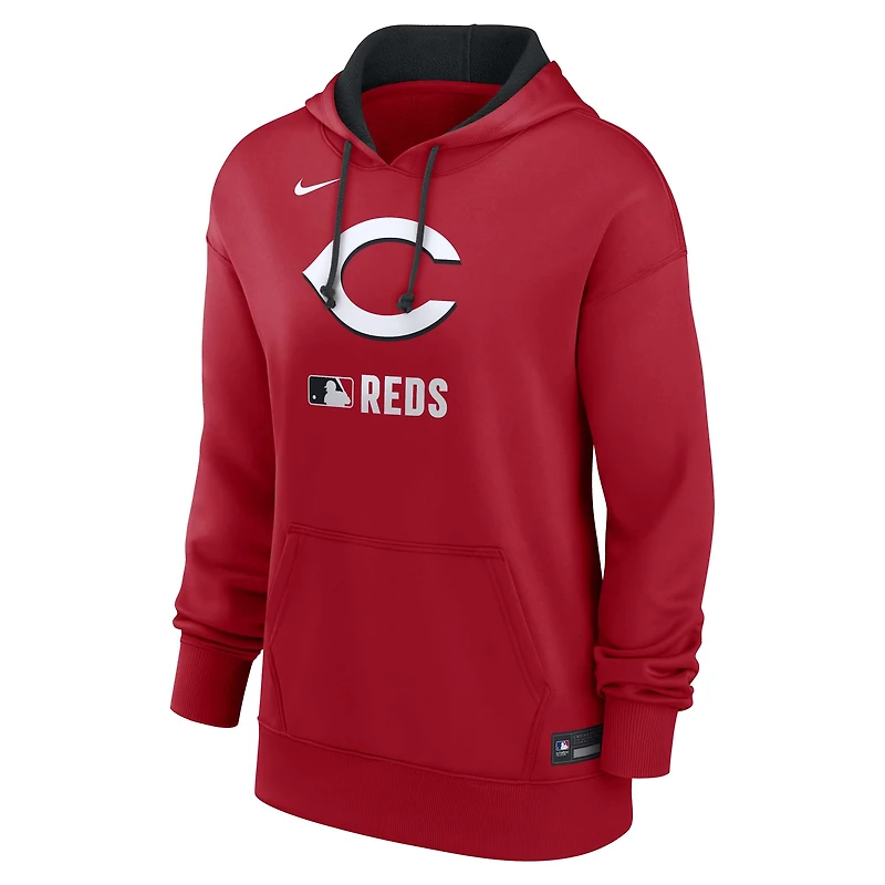 Sweat à capuche Nike rouge Cincinnati Reds Authentic Collection Therma pour femme