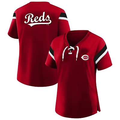 Women's Profile  Red Cincinnati Reds Lace-Up T-Shirt