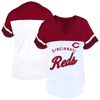 Profil femme - T-shirt à col en V blanc et rouge Cincinnati Reds grande taille