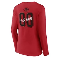 T-shirt à manches longues et col en V personnalisé avec nom numéro des Reds de Cincinnati pour femmes
