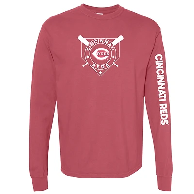 Women's Soft as a Grape Red Cincinnati Reds Pigment Dye Long Sleeve T-Shirt
