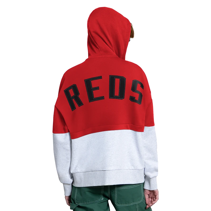 Women's Starter Red/Heather Gray Cincinnati Reds Wishbone Full-Zip Hoodie