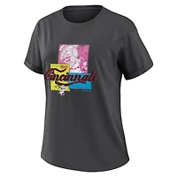 Women's WEAR by Erin Andrews Charcoal Cincinnati Reds Domestic Box Color Boyfriend T-Shirt