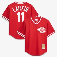 Youth Mitchell & Ness Barry Larkin Red Cincinnati Reds Cooperstown Collection Mesh Batting Practice Jersey