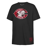 Youth Mitchell & Ness  Black Cincinnati Reds Retro Logo T-Shirt