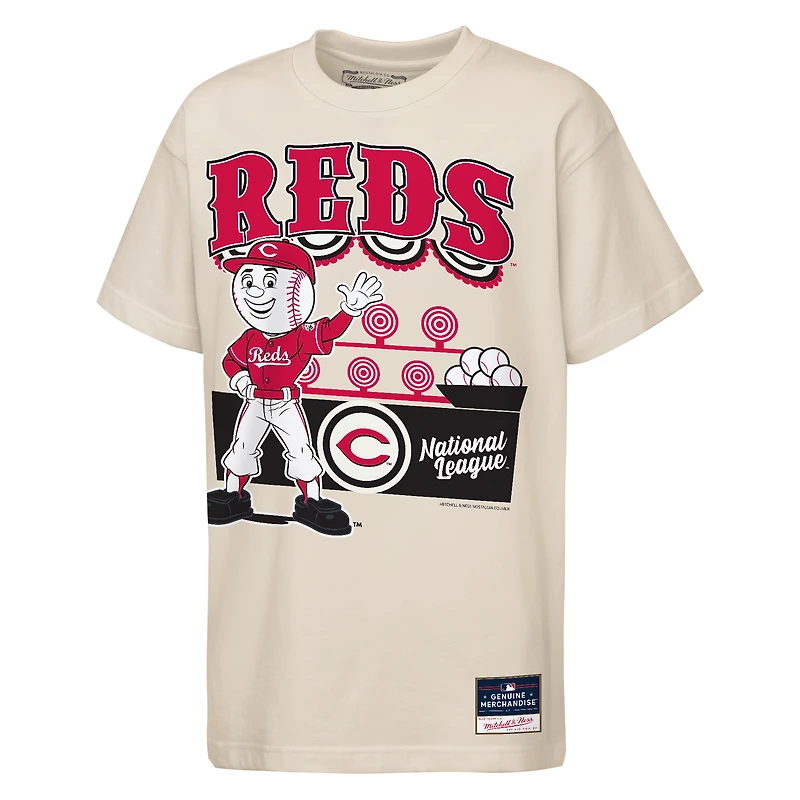 Youth Mitchell & Ness  Cream Cincinnati Reds Step Back Up Mascot T-Shirt