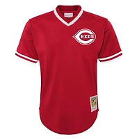Youth Mitchell & Ness Johnny Bench Red Cincinnati Reds Cooperstown Collection Mesh Batting Practice Jersey